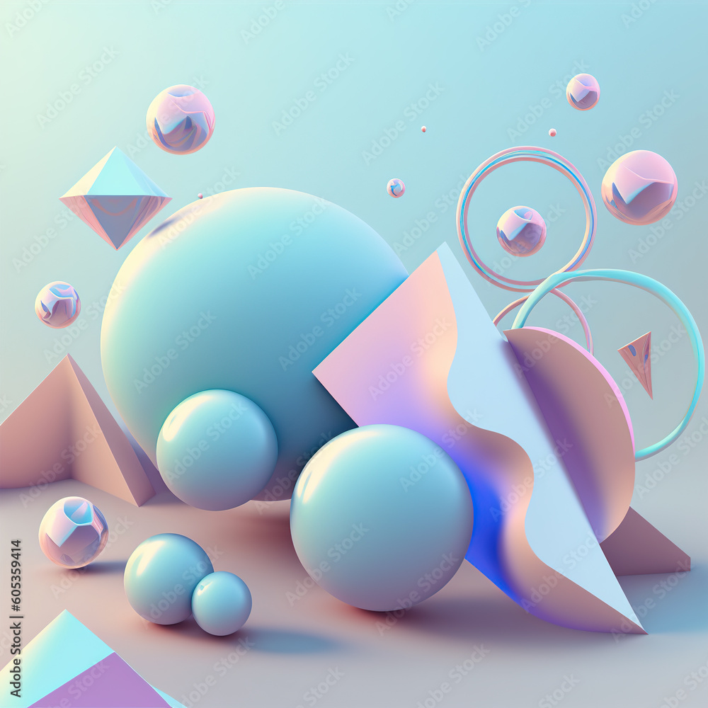 Poster modern abstract geometric shapes background. 3d rendering, generative ai