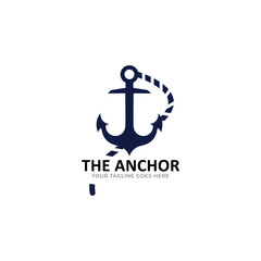 marine retro emblems logo with anchor, anchor logo - vector