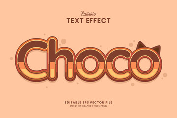 decorative cute choco editable text effect vector design