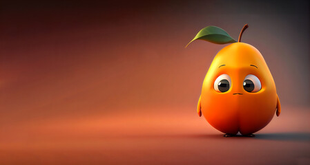 Cute Happy Mango Character Cartoon 3D
