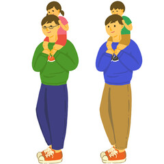 お父さんに肩車してもらう子供