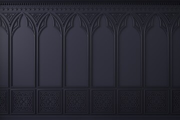 Classic cabinet or castle wall made of gothic wood paneling © denisik11