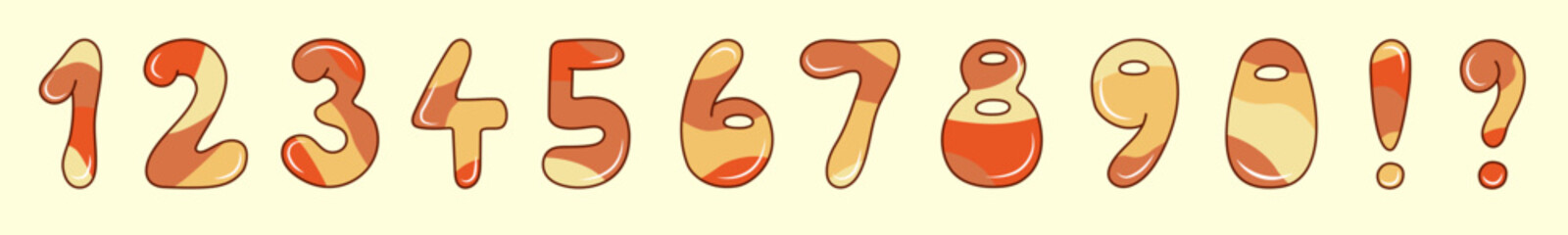 Cartoon numbers and symbols. Set of signs.