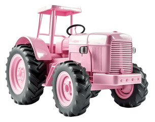 Obraz premium Pink farm tractor. Isolated on a transparent background. KI.