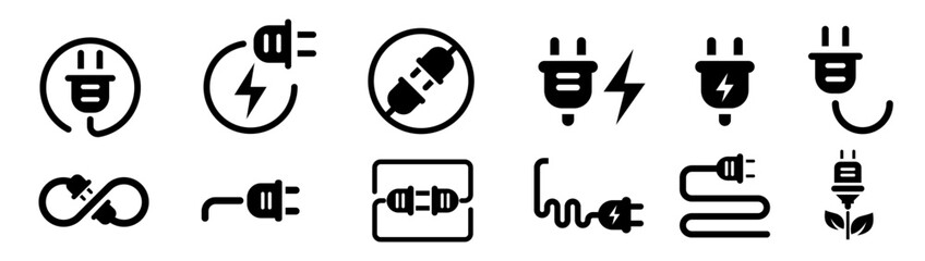 Plug icon vector. Electric plug sign - obrazy, fototapety, plakaty