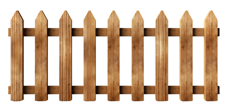 Wooden farm fence. Isolated on a transparent background. KI.
