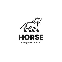 Vector Logo Illustration Horse Line art Style