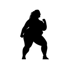 Vector illustration. Silhouette of a bbw girl going in for sports. Slimming. Healthy lifestyle.