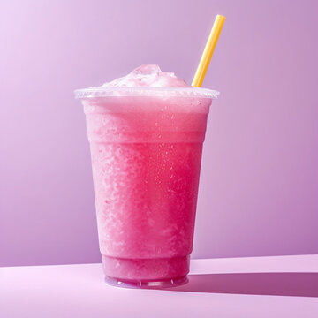 Tropical pink slushy on purple background
