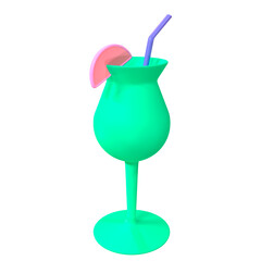 Glass with summer drink 3D illustration