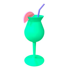 Glass with summer drink 3D illustration