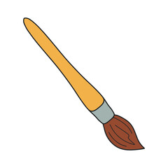 Paint brush. Tool for the artist. School office. Hand drawn vector illustration.