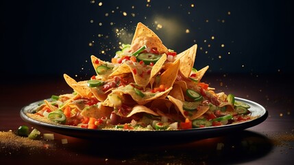 Mouth-watering nachos with accompaniments