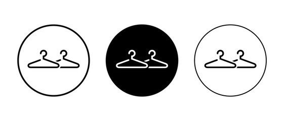 Clothes hanger icon vector. Wardrobe symbol isolated on circle background