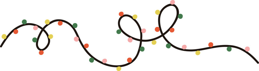 Christmas lights garland. Colorful LED bulb. Vector flat illustration.