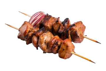 Shish taouk isolated on transparent background. Chicken shish kebab. Traditional food. Generative AI
