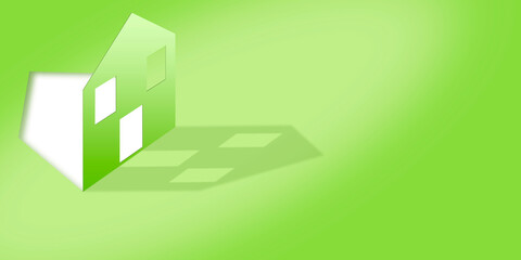 Building concept with model house isolate on colored background - Banner design with copy space