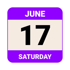 17 June, Saturday. Date template. Useful design for calendar or event promotion. Vector illustration EPS 10 File.