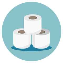 Toilet paper illustration icon. Toilet paper in a flat style. Cleaning equipment set