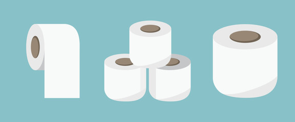 Toilet paper illustration set. Toilet paper in a flat style. Cleaning equipment set
