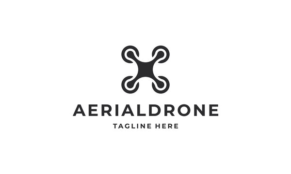Aerial drone fly logo flat design vector