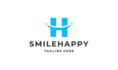 Initials H logo design. Happy smile logo design vector
