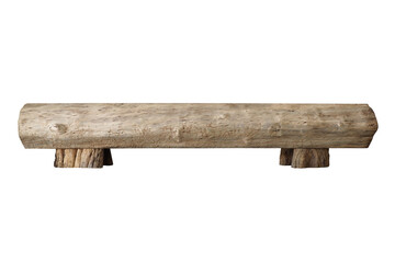 wooden long bench isolated