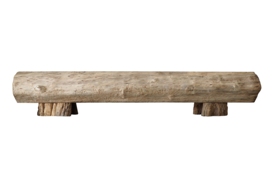 wooden long bench isolated