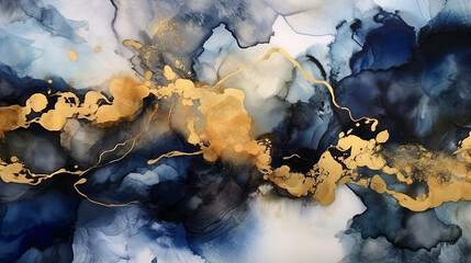 Blue and Gold Abstract background Generative AI