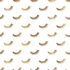 Gold lashes seamless vector pattern