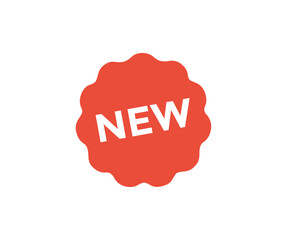 New label logo design. Store product arrival and sale promotion advertising sticky badge vector design and illustration.


