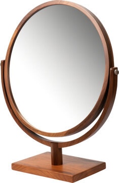 Desktop make up cosmetic mirror isolated.