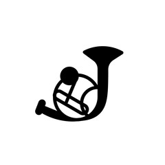French Horn Music Solid Icon