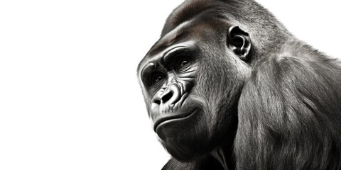 Fototapeta na wymiar Black and white portrait, close-up of gorilla, Generative AI