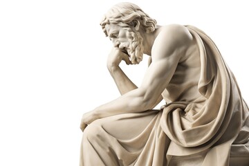 statue of a philosopher isolated on white background. Generated by AI - obrazy, fototapety, plakaty