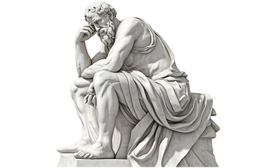 statue of a philosopher isolated on white background. Generated by AI - obrazy, fototapety, plakaty