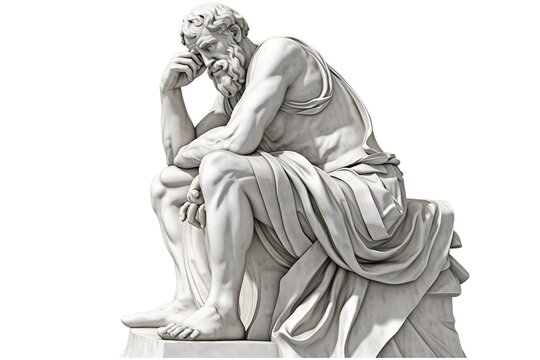 statue of a philosopher isolated on white background. Generated by AI