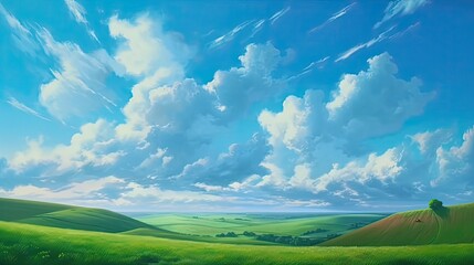 Obraz premium Illustration of green field. AI generated.