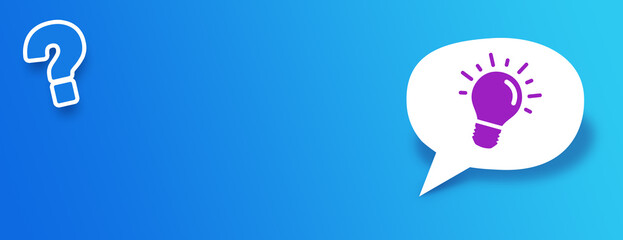 Glowing light bulb and Question mark on paper bubble. Concept idea or insight.