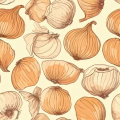 Gardinen Küche Muster  Seamless Colorful Onion Pattern.  Seamless pattern of onions in colorful style. Add color to your digital project with our pattern!  © MDQDigital
