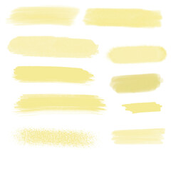 set of yellow paint strokes