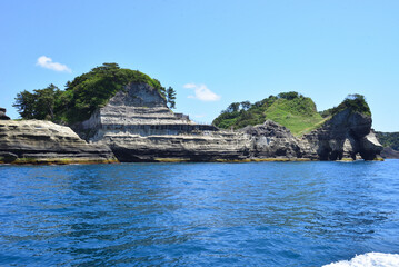 駿河湾から眺める西伊豆の複雑な海岸線