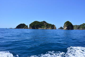 トンボロ現象を見られる瀬浜・三四郎島 静岡県西伊豆町