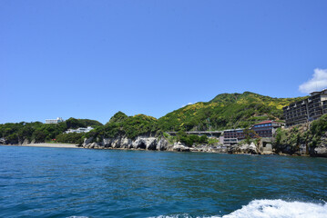 複雑な海岸線に建っているホテル 静岡県西伊豆町堂ヶ島