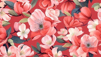 Seamless delicate petals and vibrant blooms flowers