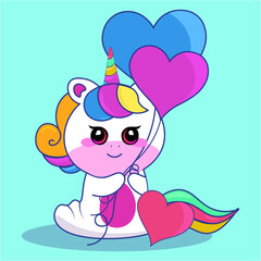 Cute unicorn cartoon vector 