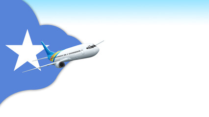 Fototapeta premium 3d illustration plane with Somalia flag background for business and travel design