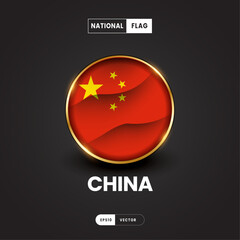 Flag of China vector illustration. Asia Flag 3D EPS10