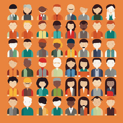 Users and Avatars Vector Line Icons. Teamwork, icons set persons collection