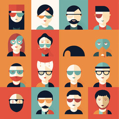 Users and Avatars Vector Line Icons. Teamwork, icons set persons collection
